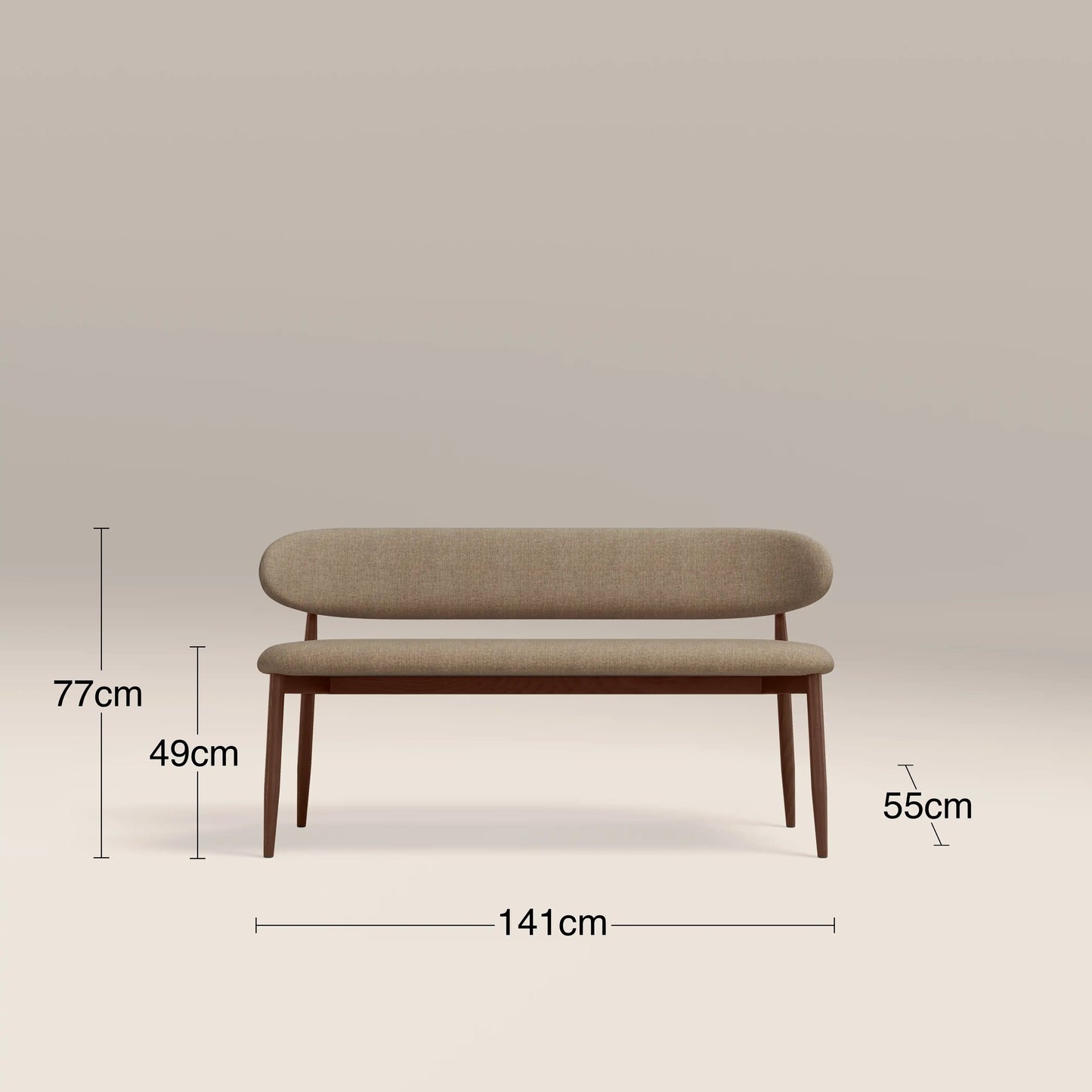 Halston 3 Seater Dining Bench Latte & Walnut