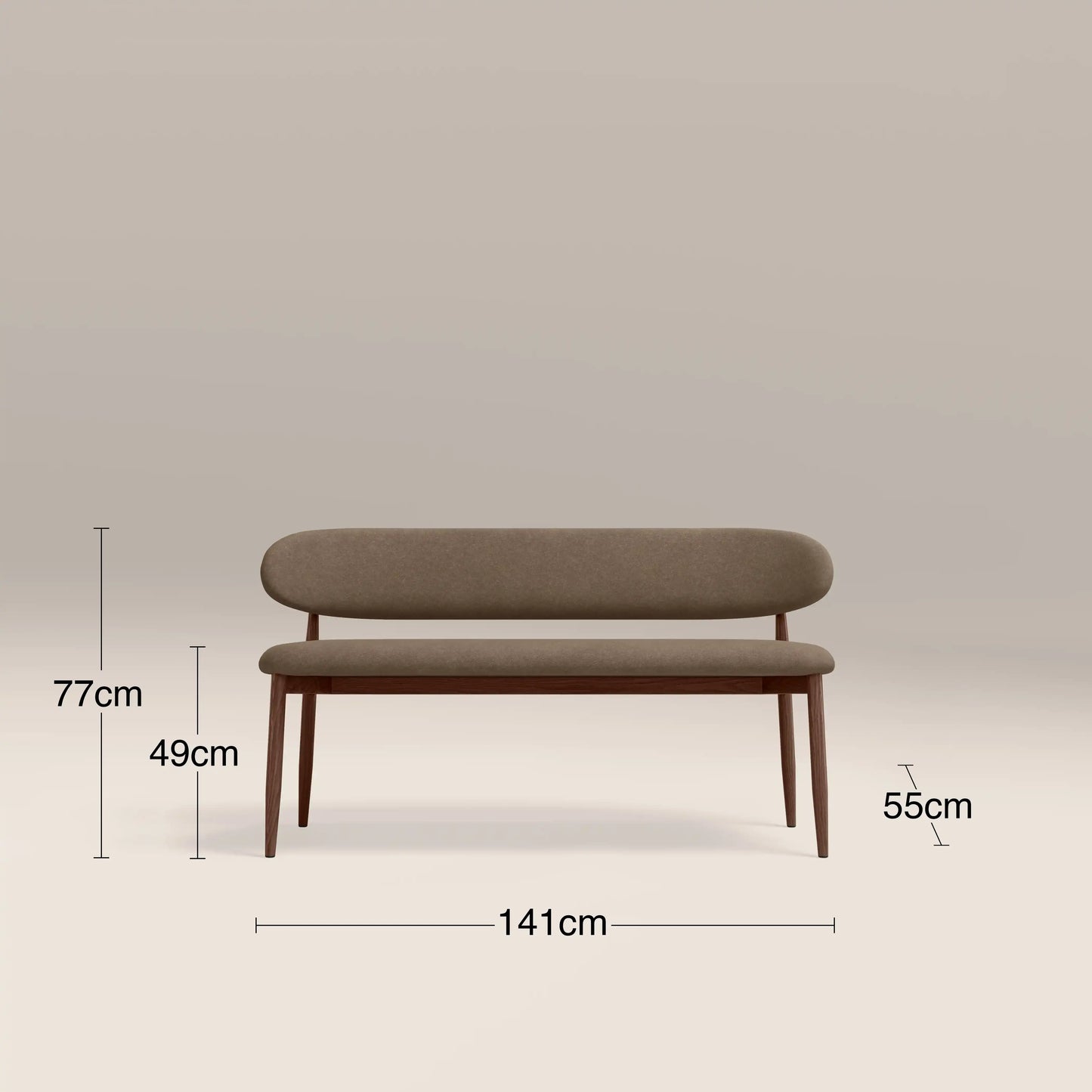 Halston 3 Seater Dining Bench Truffle Brown & Walnut