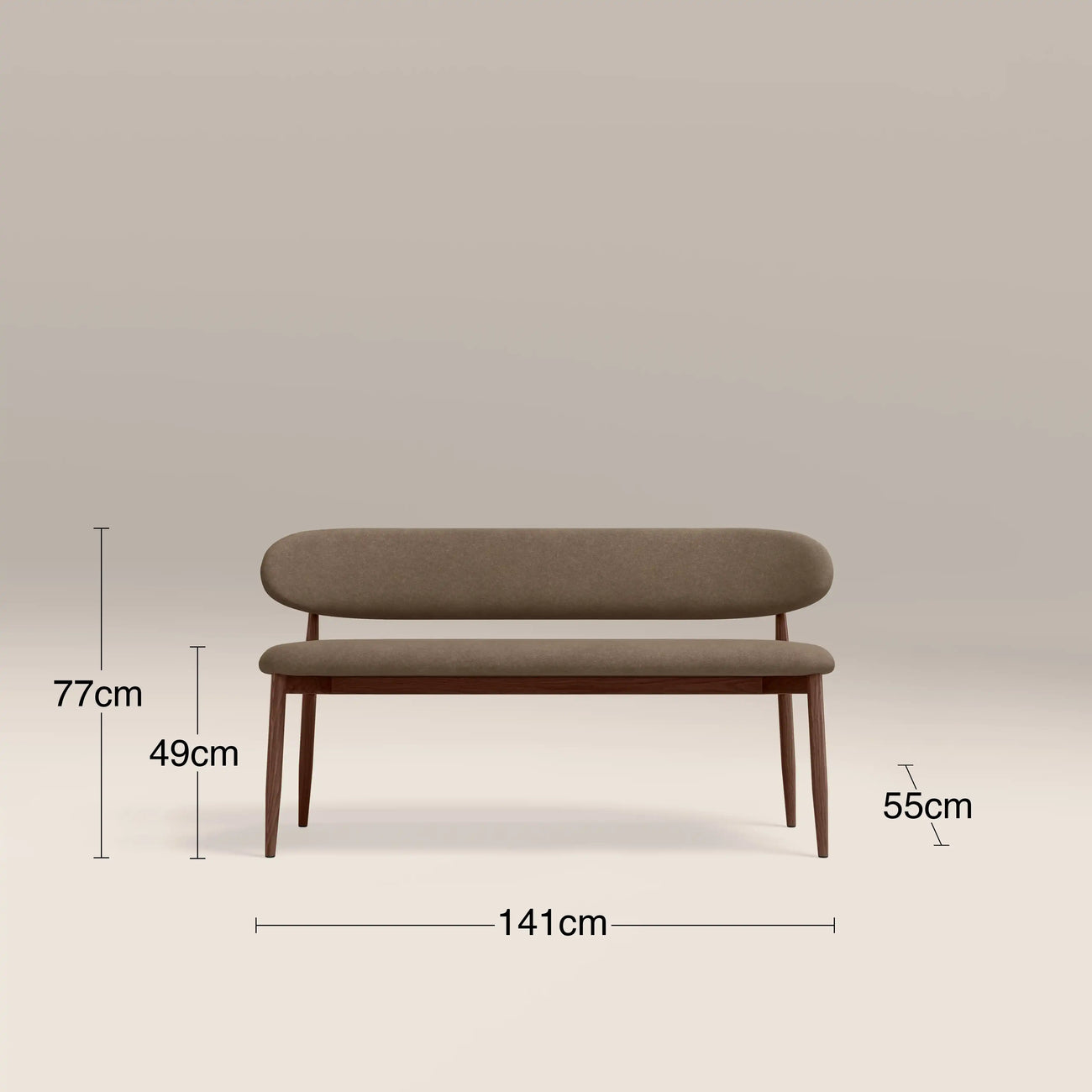 Halston 3 Seater Dining Bench Truffle Brown & Walnut