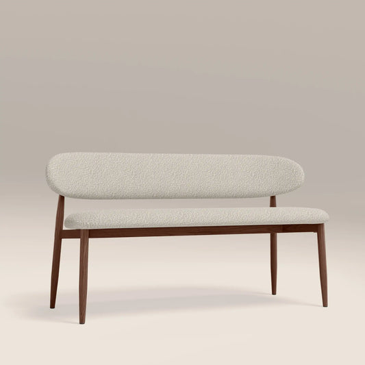Halston 3 Seater Dining Bench Speckled Stone & Walnut