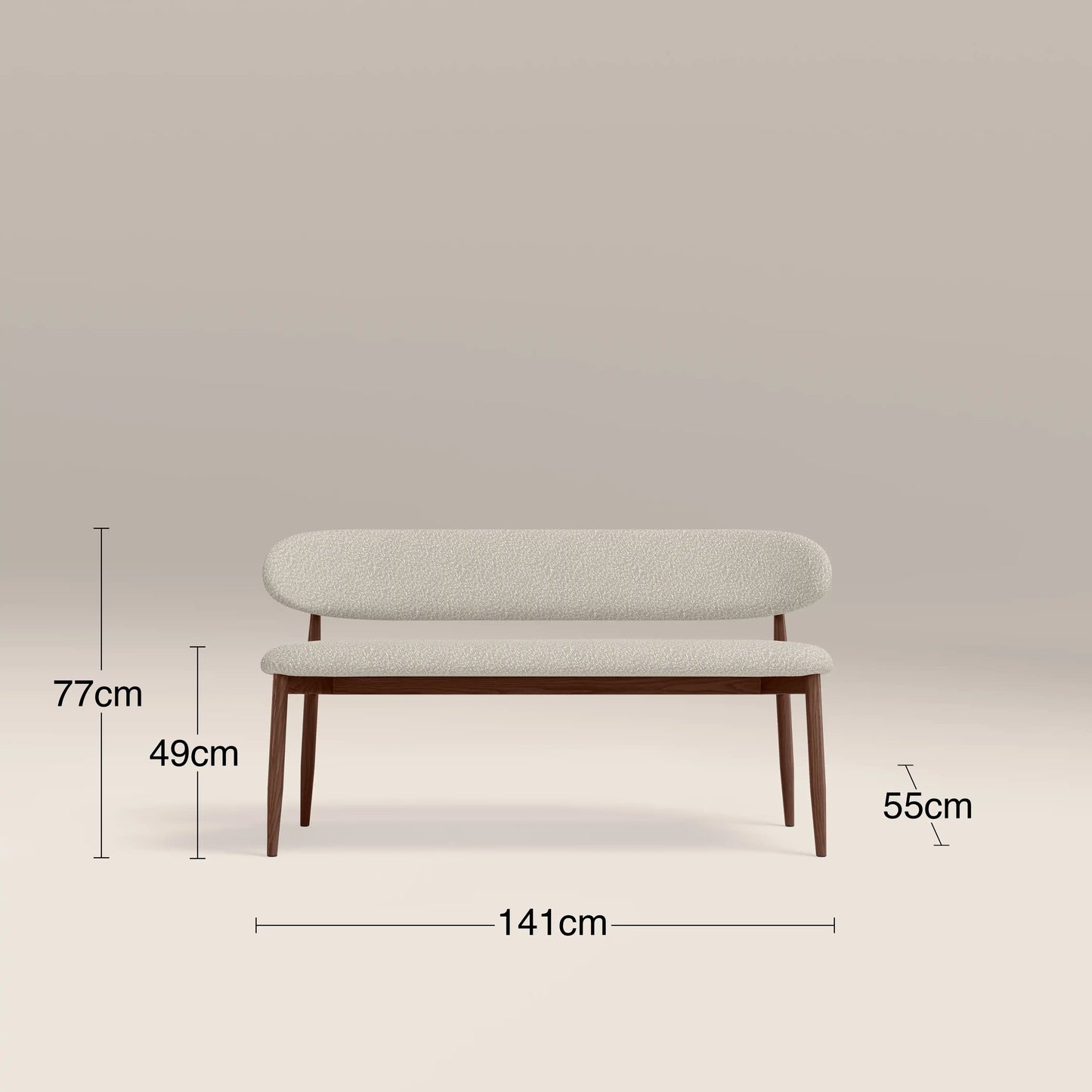 Halston 3 Seater Dining Bench Speckled Stone & Walnut