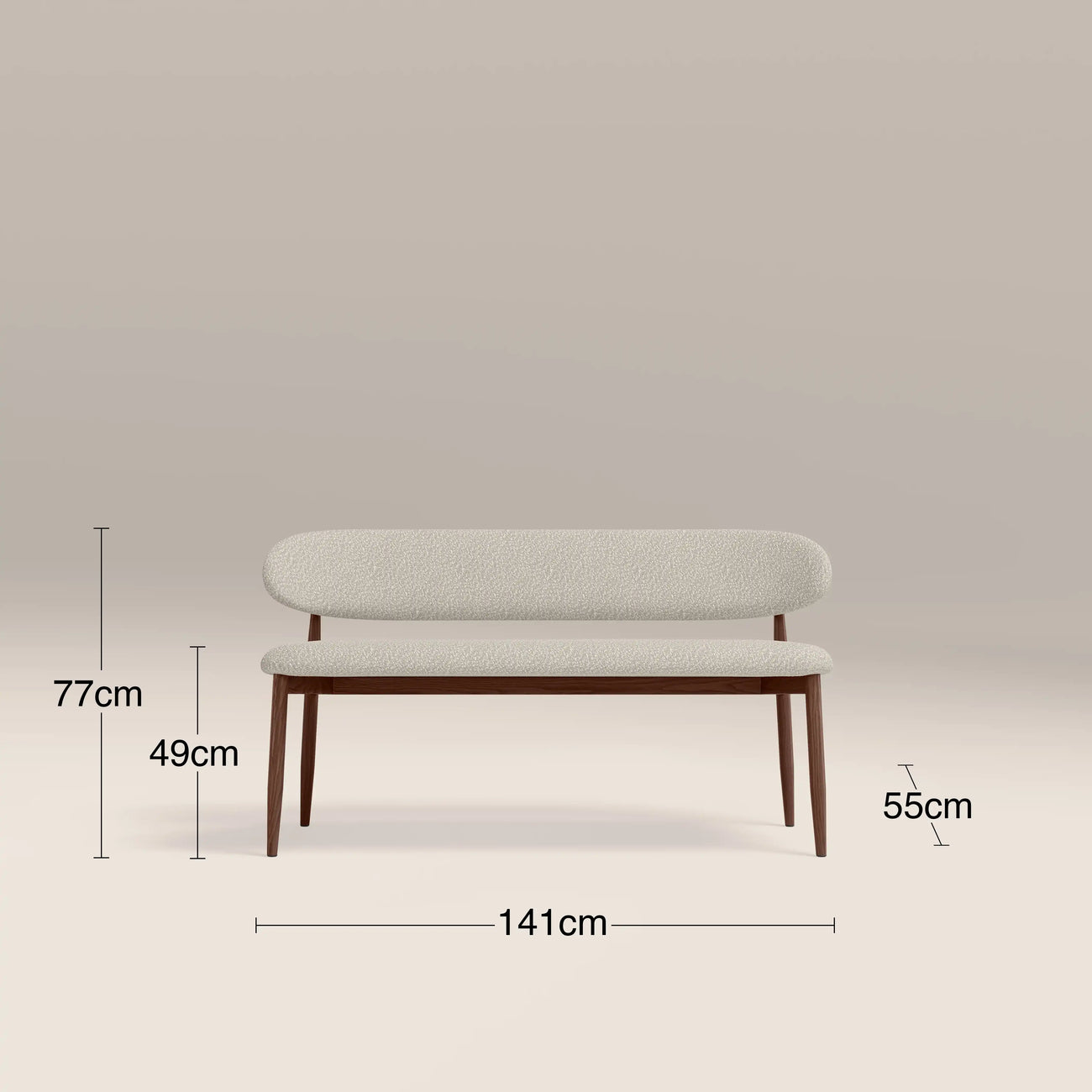 Halston 3 Seater Dining Bench Speckled Stone & Walnut