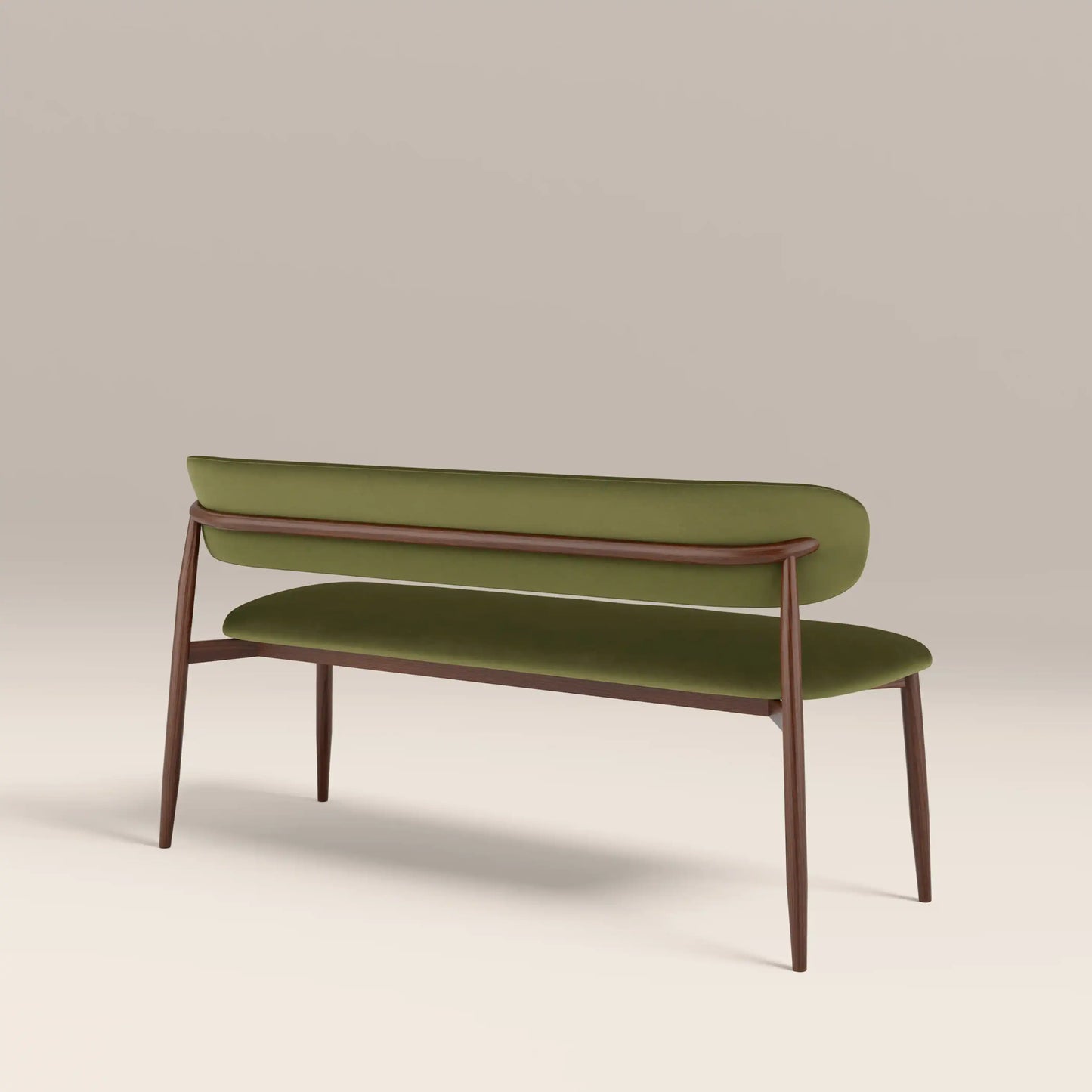 Halston 3 Seater Dining Bench Olive Green & Walnut