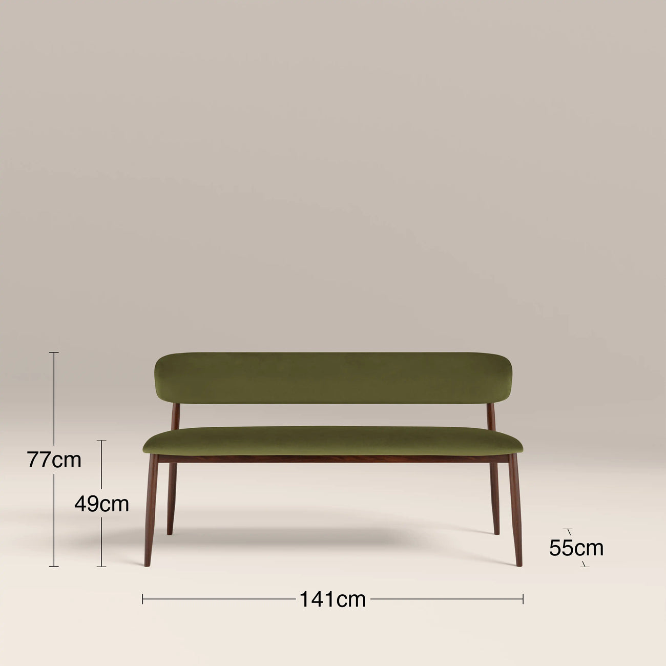 Halston 3 Seater Dining Bench Olive Green & Walnut