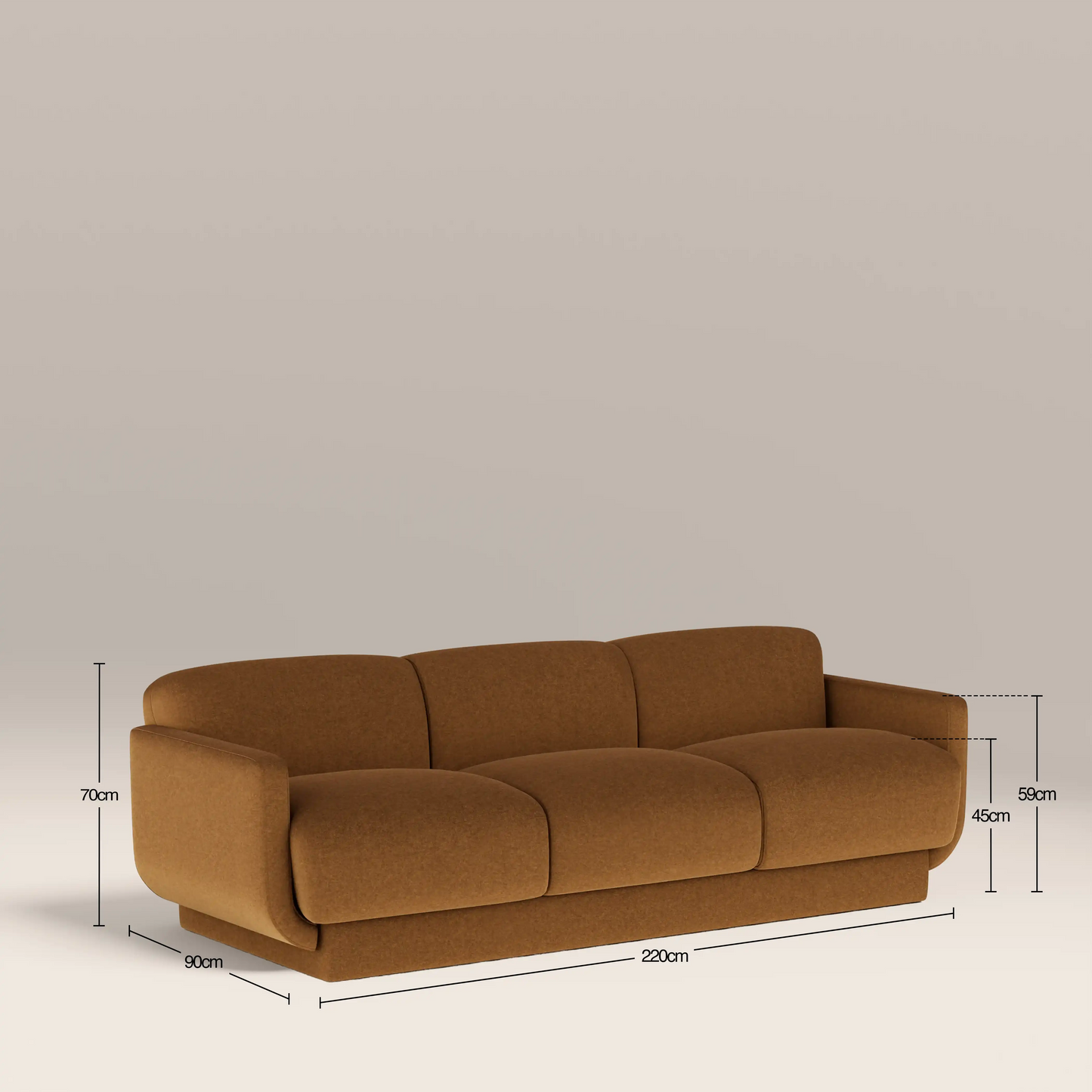 Connick 3 Seater Sofa Caramel Brown