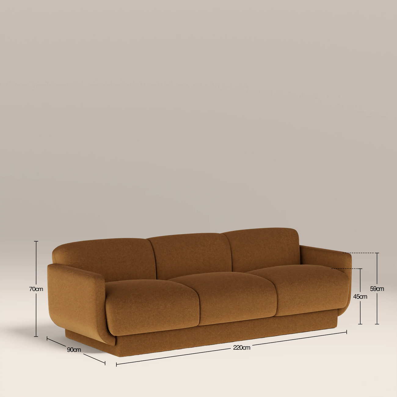 Connick 3 Seater Sofa Caramel Brown