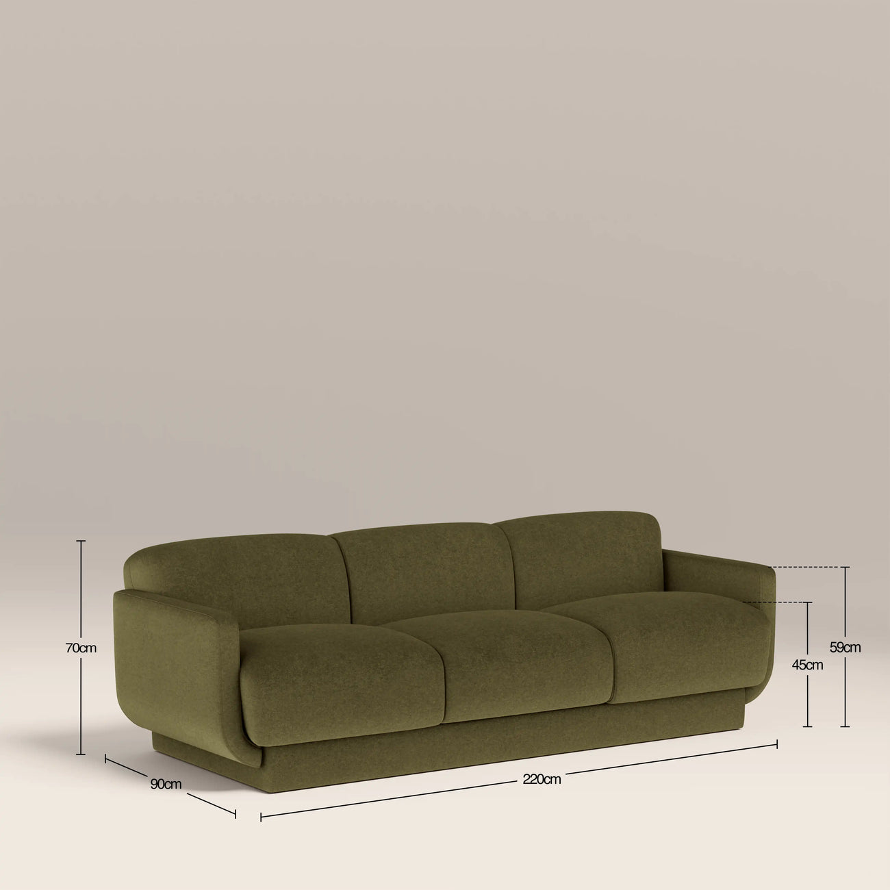 Connick 3 Seater Sofa Moss Green