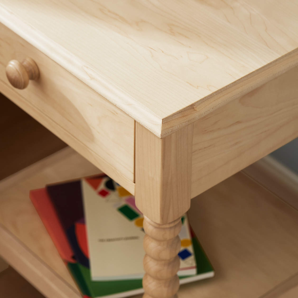 Jenny Lind 21" Maple Wood Spindle Kids Nightstand with Drawer