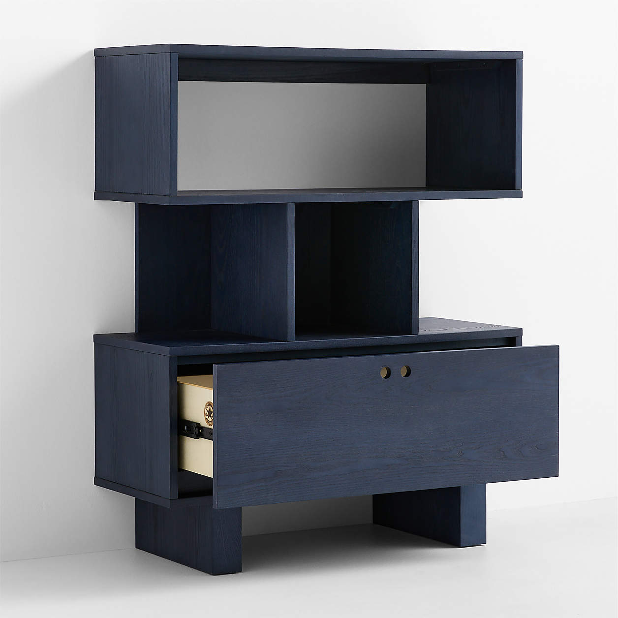 Converse Vent Dyed Navy Blue Wood Kids Bookcase with Drawer