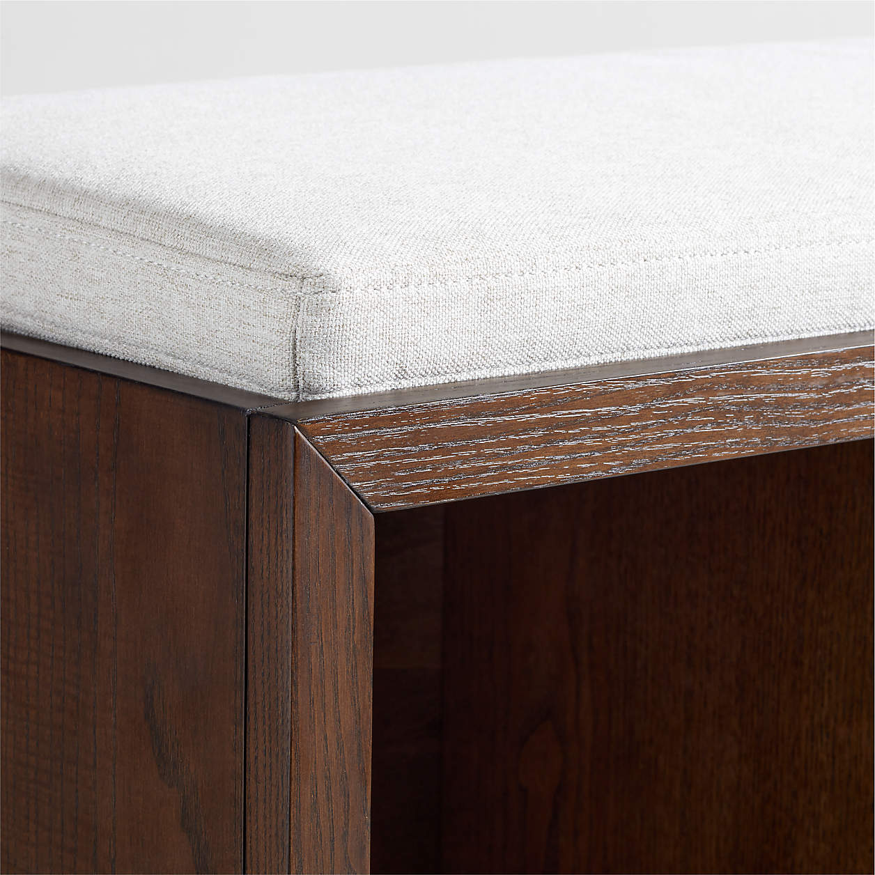 Cade 40" Deep Brown Wood 3-Cube Bookcase Bench with Natural Bench Cushion