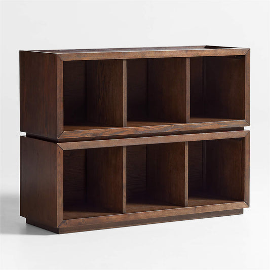 Cade 40" Set of 2 Deep Brown Wood Cube Stackable Bookcases