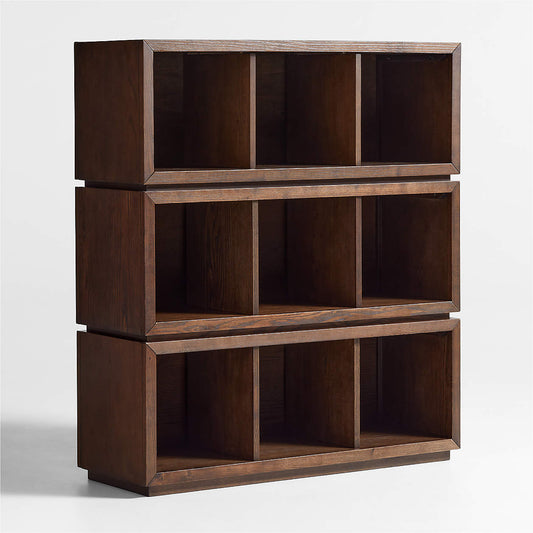 Cade 40" Set of 3 Deep Brown Wood Cube Stackable Bookcases