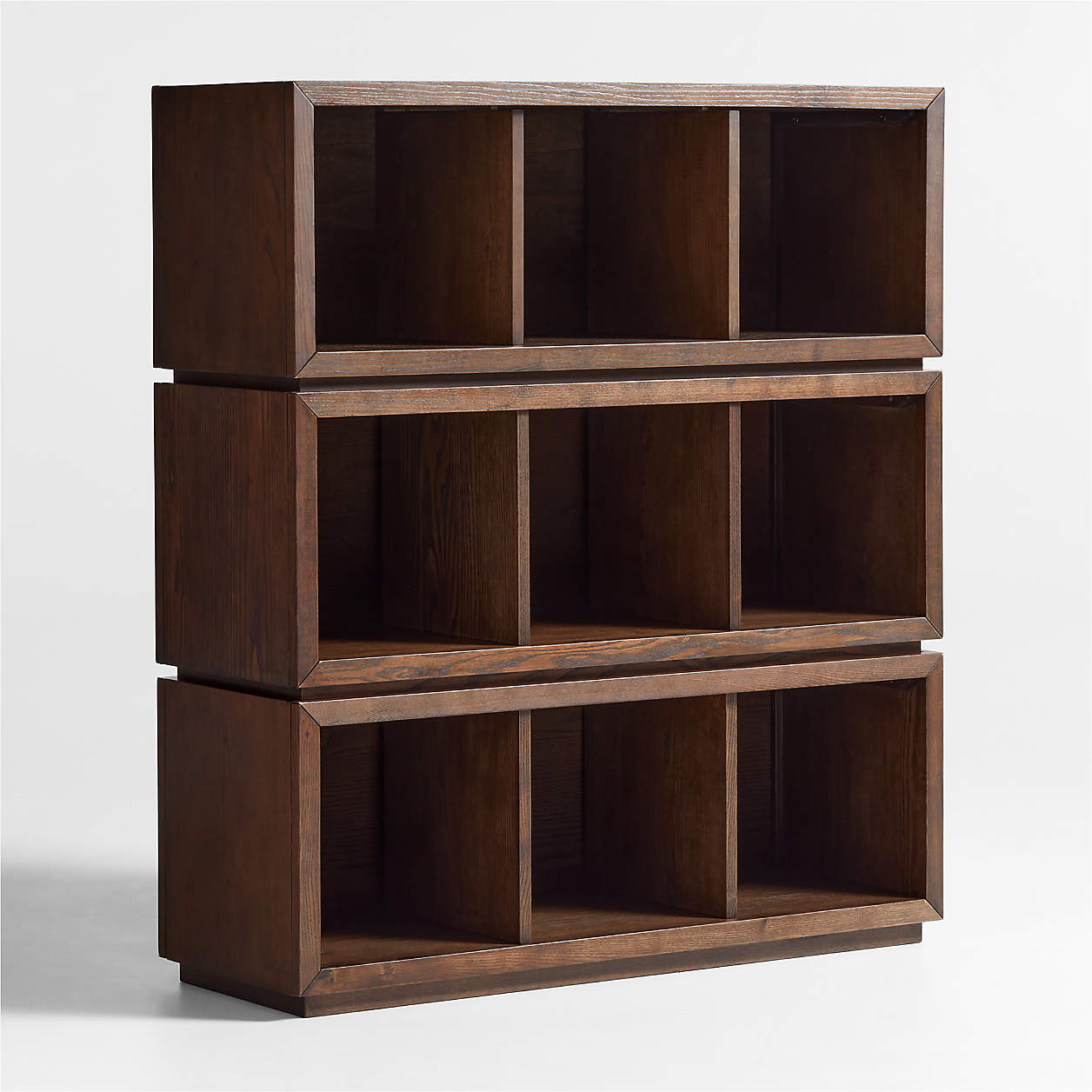 Cade 40" Set of 3 Deep Brown Wood Cube Stackable Bookcases