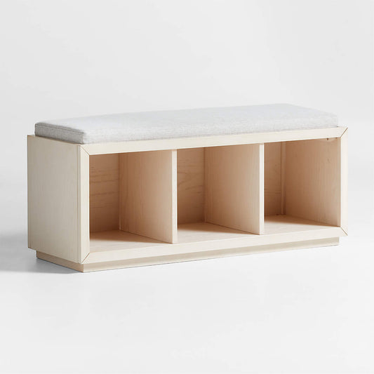 Cade 40" Sunwashed Wood 3-Cube Bookcase with Natural Bench Cushion