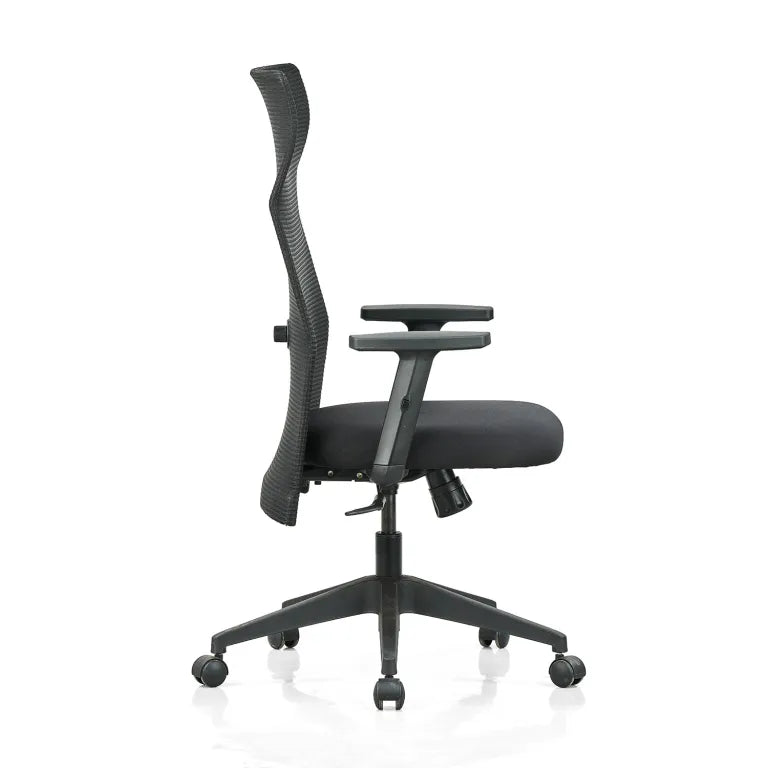 Contact High Back Mesh Chair with Single Lock Synchro Mechanism & Adjustable Lumbar Support(Black)
