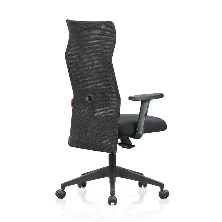 Contact High Back Mesh Chair with Single Lock Synchro Mechanism & Adjustable Lumbar Support(Black)