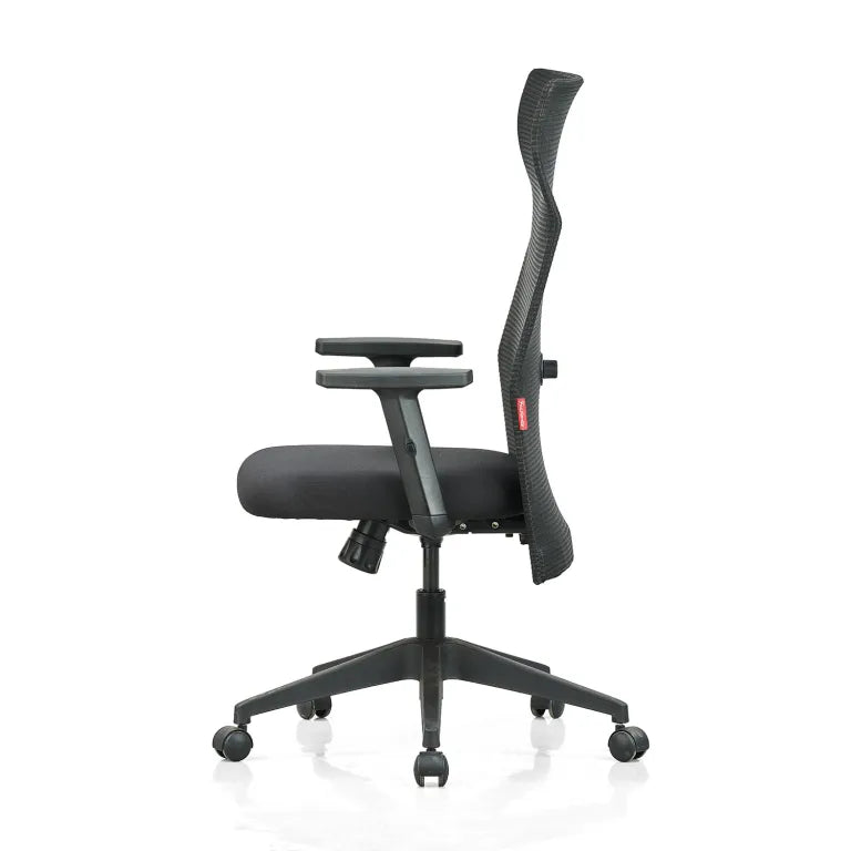Contact High Back Mesh Chair with Single Lock Synchro Mechanism & Adjustable Lumbar Support(Black)