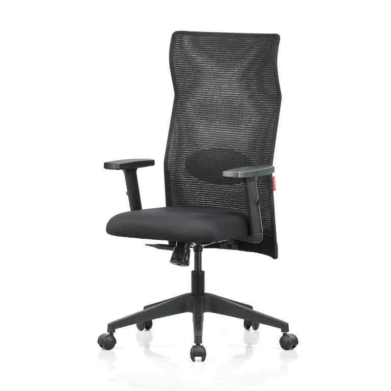 Contact High Back Mesh Chair with Single Lock Synchro Mechanism & Adjustable Lumbar Support(Black)