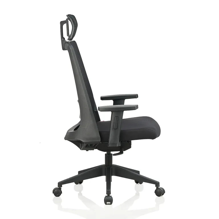 Amaze High Back Mesh Chair with Self Calibrating Multilock Mechanism & Fabric Upholstered Cushion Seat(Black)
