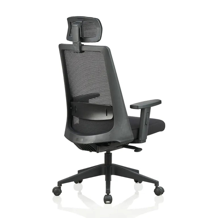 Amaze High Back Mesh Chair with Self Calibrating Multilock Mechanism & Fabric Upholstered Cushion Seat(Black)