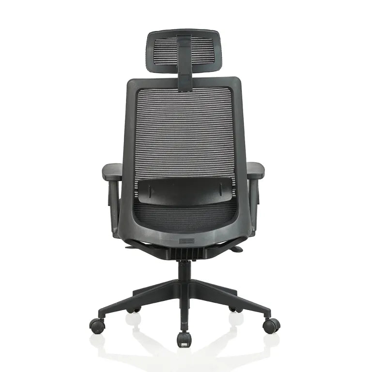 Amaze High Back Mesh Chair with Self Calibrating Multilock Mechanism & Fabric Upholstered Cushion Seat(Black)