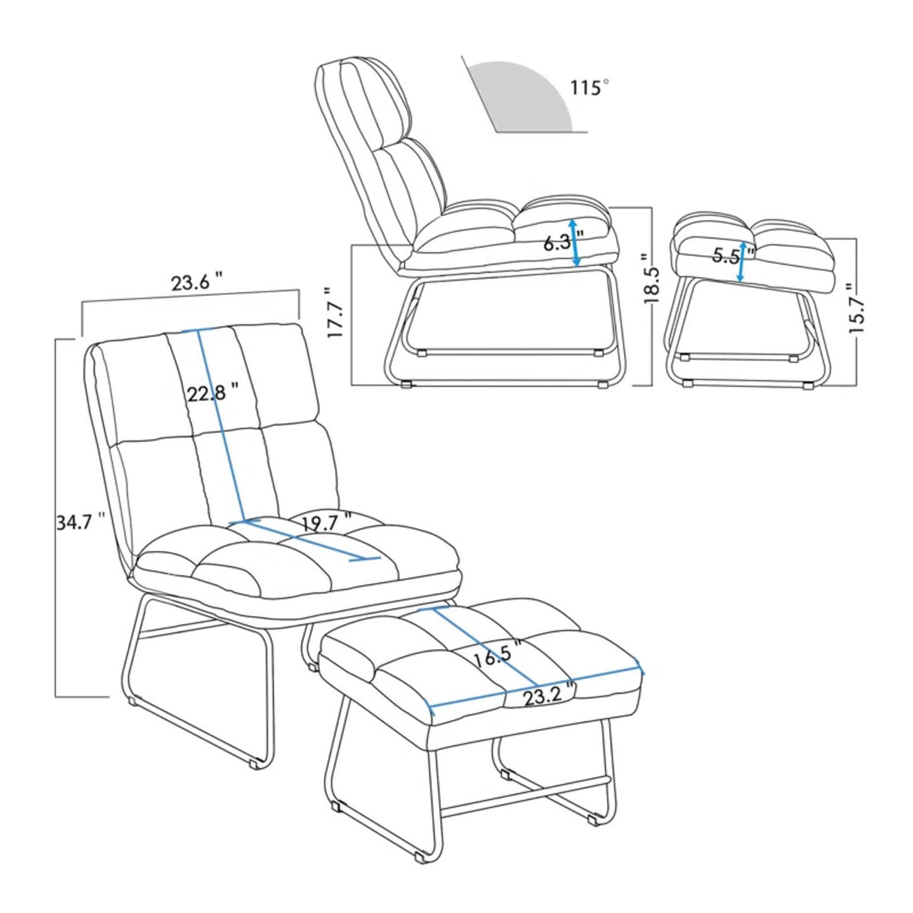 Chair With Ottoman Set Red Online Best Price