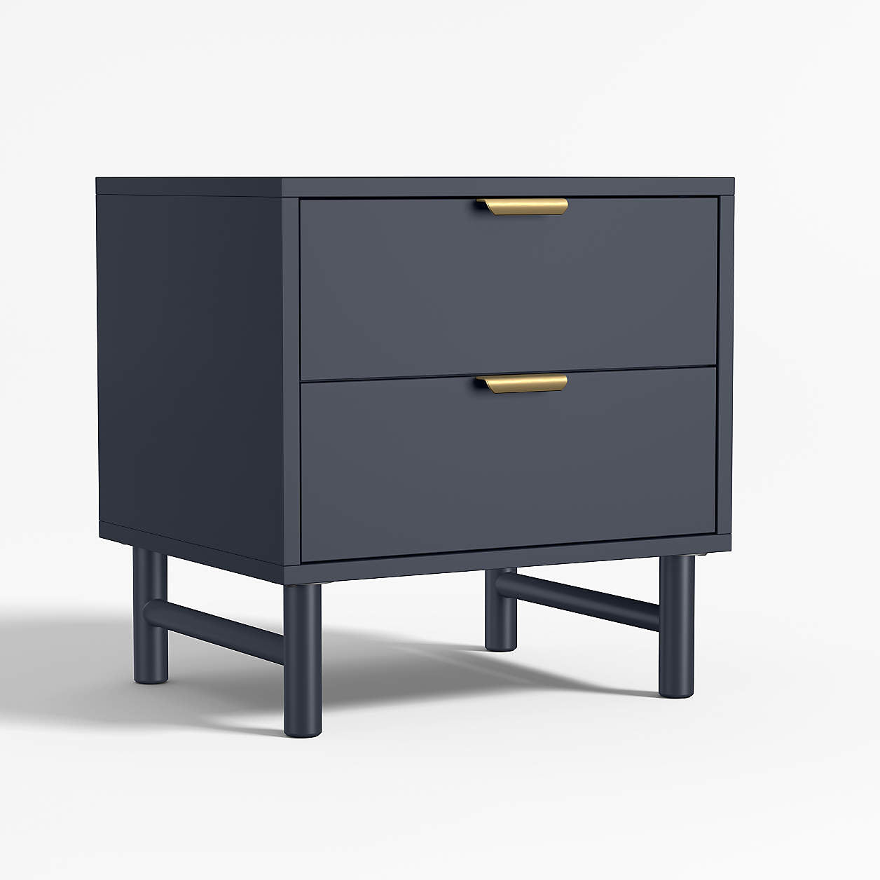 Classic 20" Deep Navy Blue Wood 2-Drawer Kids Nightstand