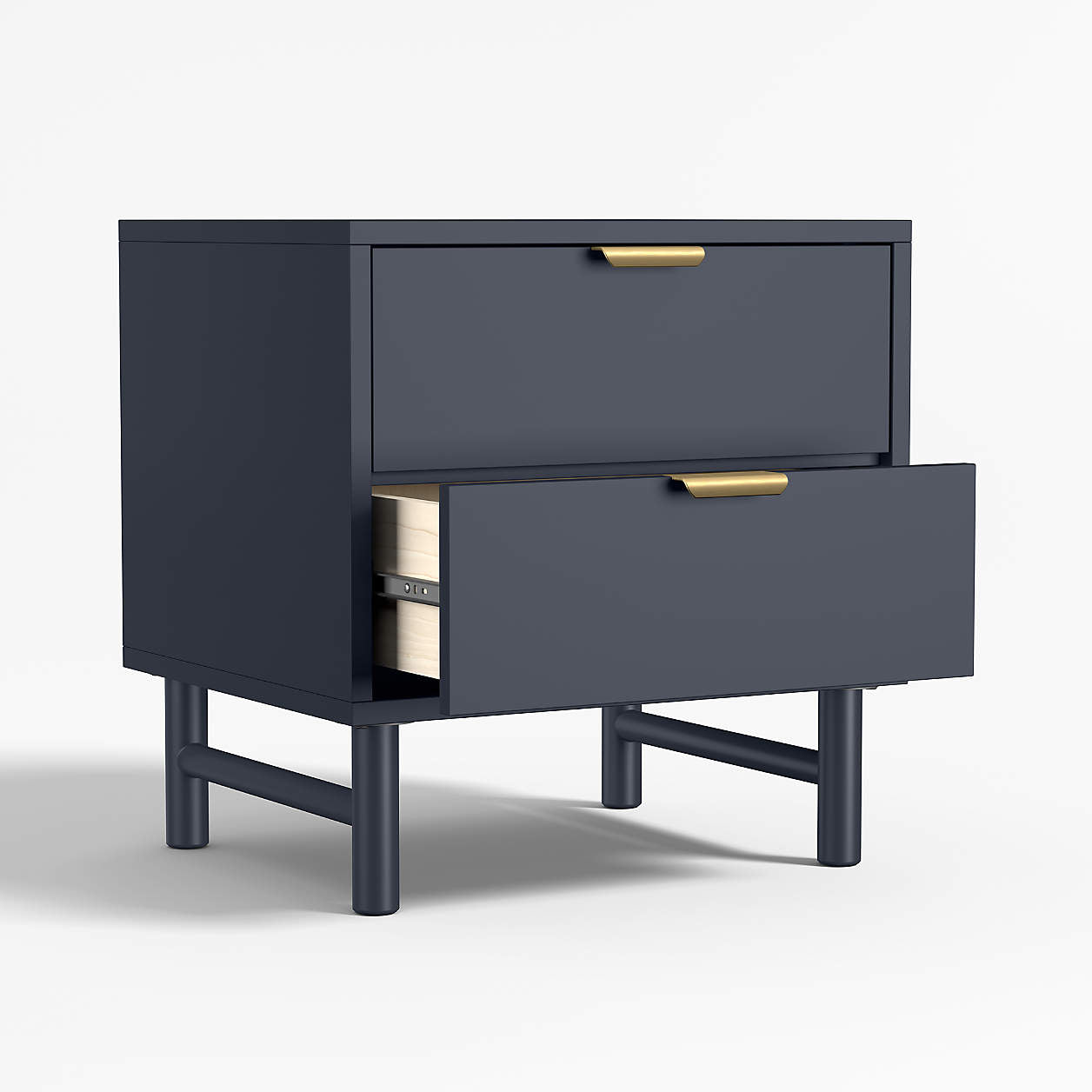 Classic 20" Deep Navy Blue Wood 2-Drawer Kids Nightstand