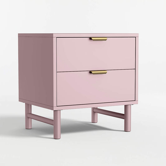 Classic 20" Lilac Rose Wood 2-Drawer Kids Nightstand