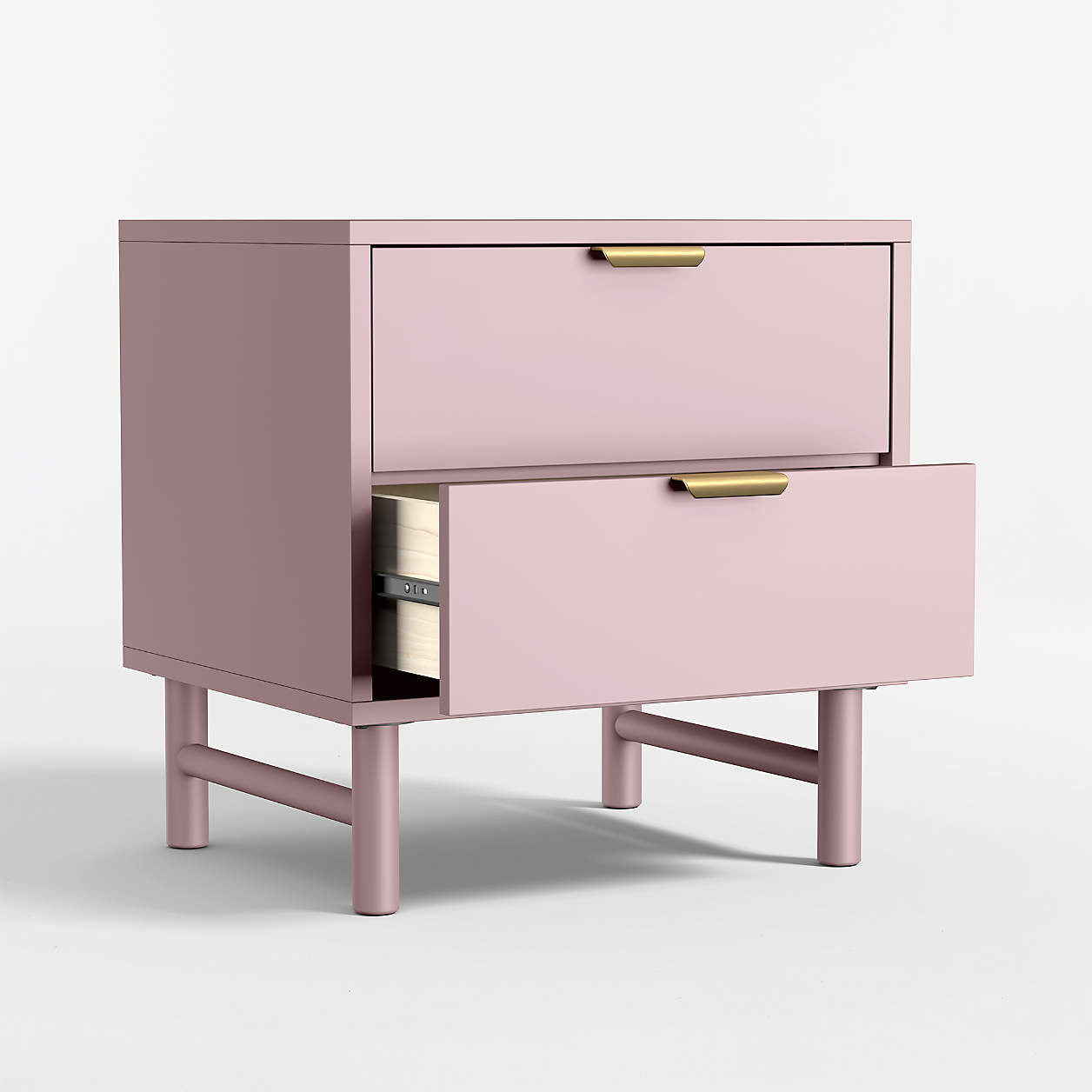 Classic 20" Lilac Rose Wood 2-Drawer Kids Nightstand