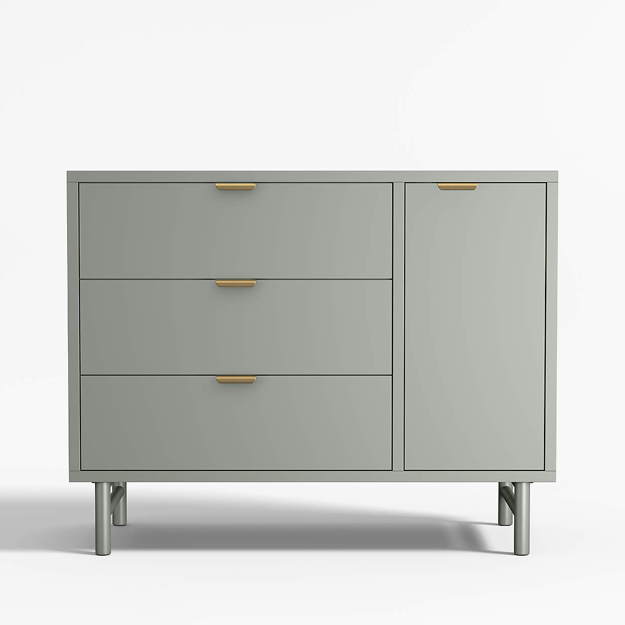 Classic 44" Laurel Green Wood 3-Drawer Kids Dresser with Door