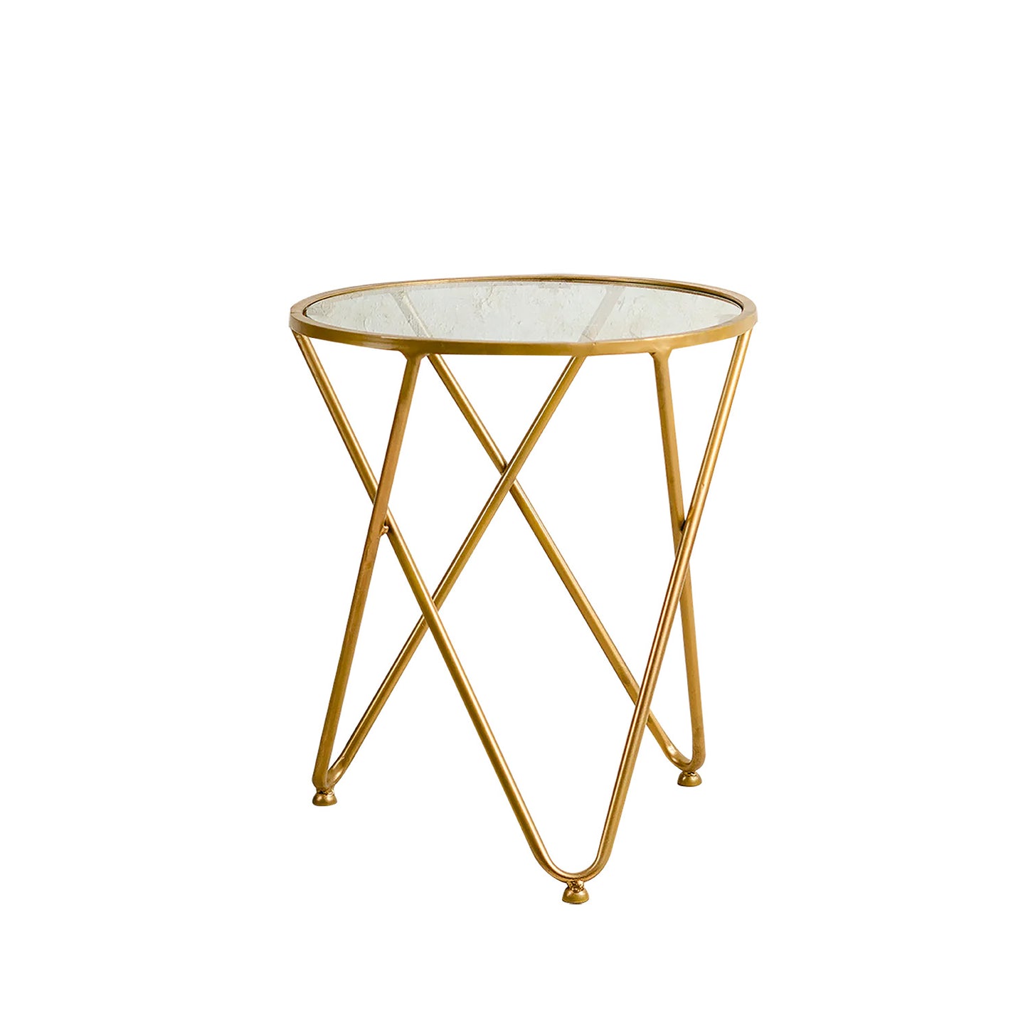 Contemporary Metallic Cross End Table in Gold Color Set of 2