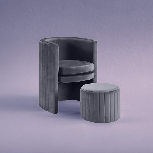 Buy Contemporary Luxe Lounge Chair With Ottoman Footrest Grey Online