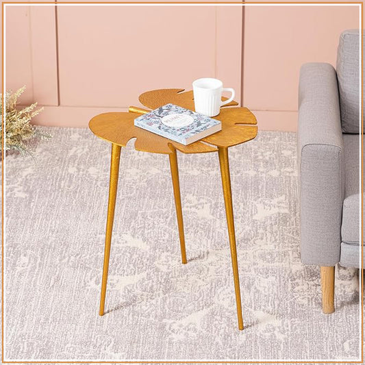 Cosmo Aluminium Leaf End Table in Gold Color