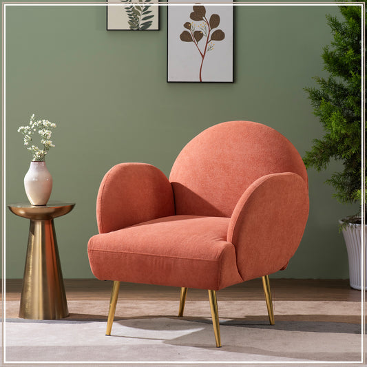 Sunshine Daydream Boucle Lounge Armchair in Orange Color | Nestroots