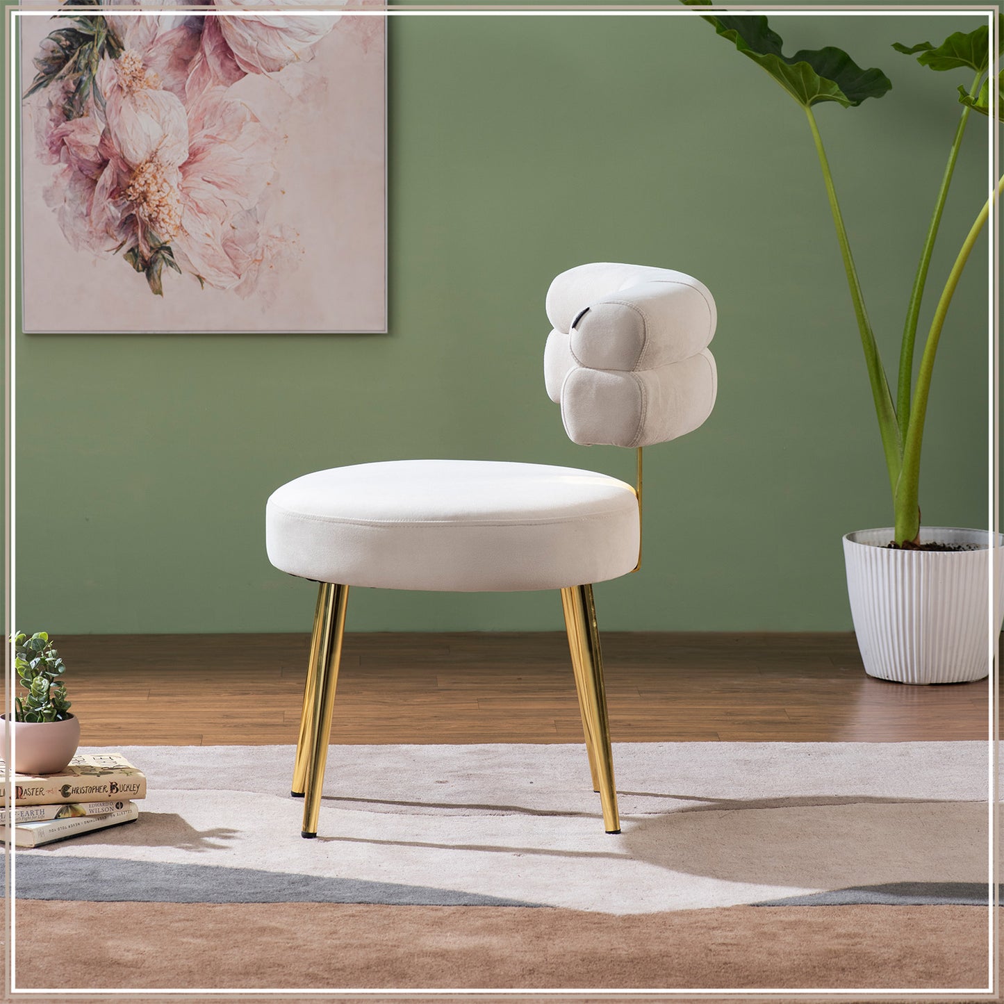 The Beige Dreamboat Velvet Lounge Chair With Gold Legs | Nestroots