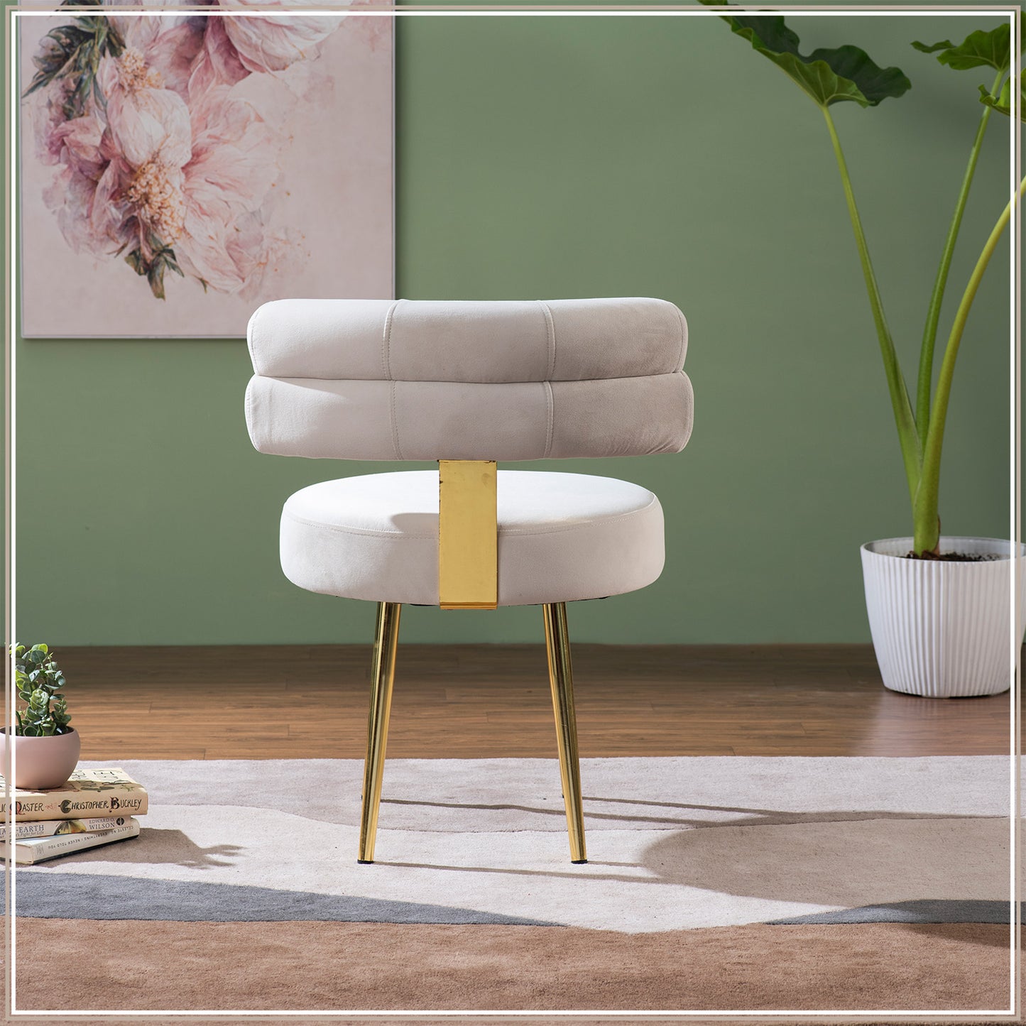 The Beige Dreamboat Velvet Lounge Chair With Gold Legs | Nestroots