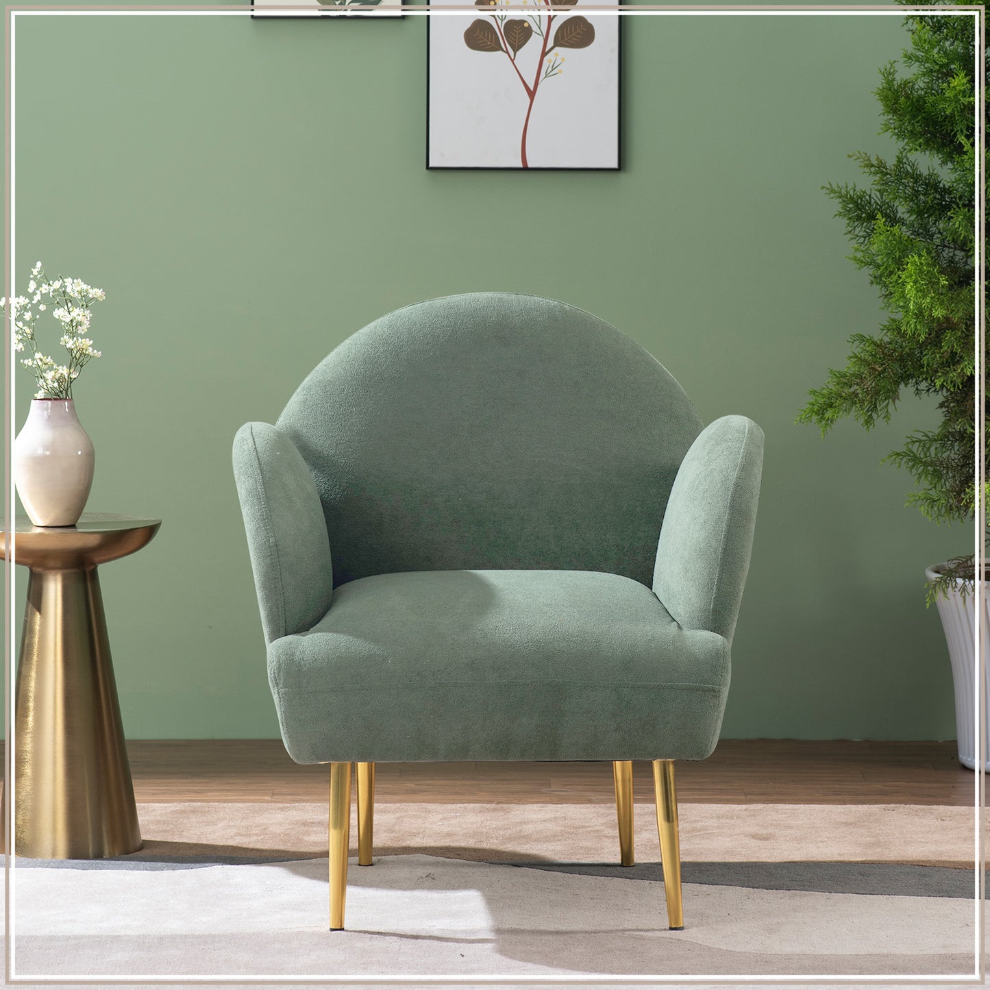 Mellow Loopback Lounge ArmChair in Green Color | Nestroots