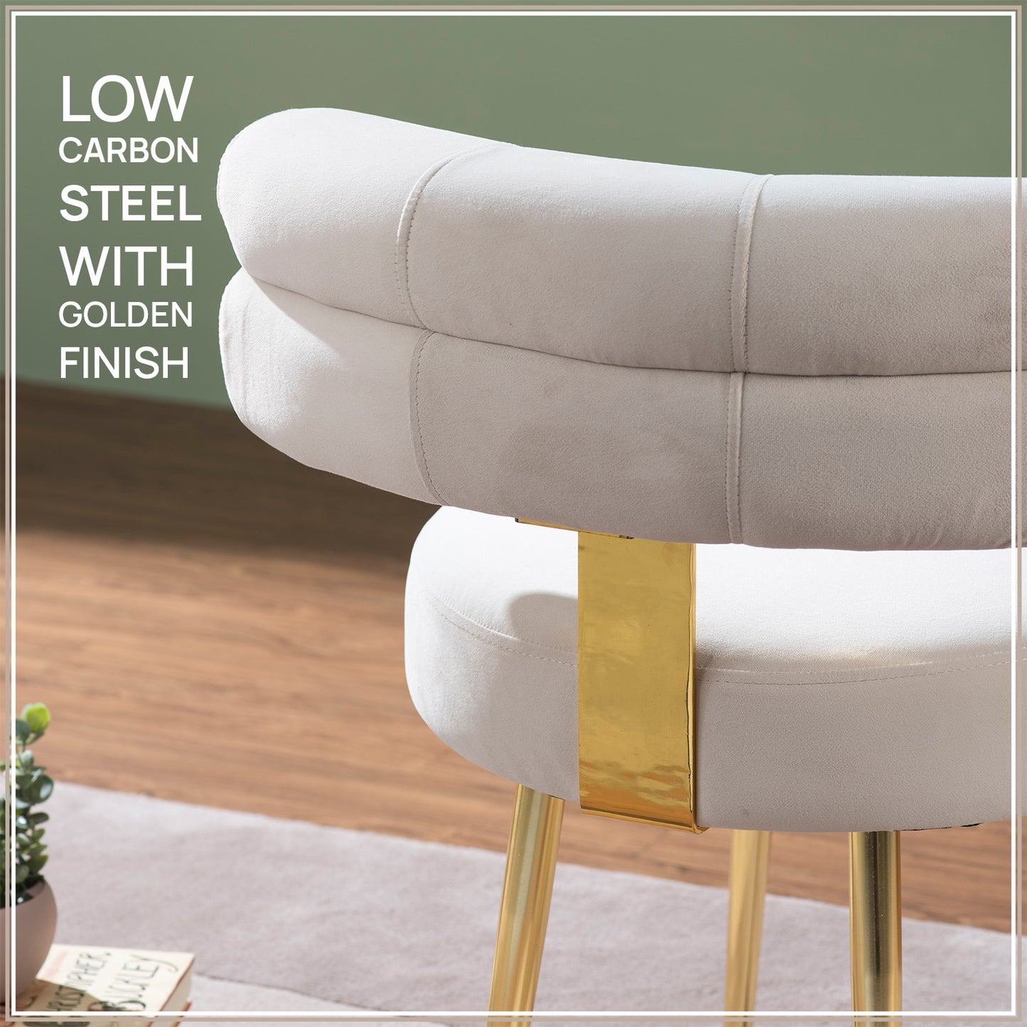 The Beige Dreamboat Velvet Lounge Chair With Gold Legs | Nestroots