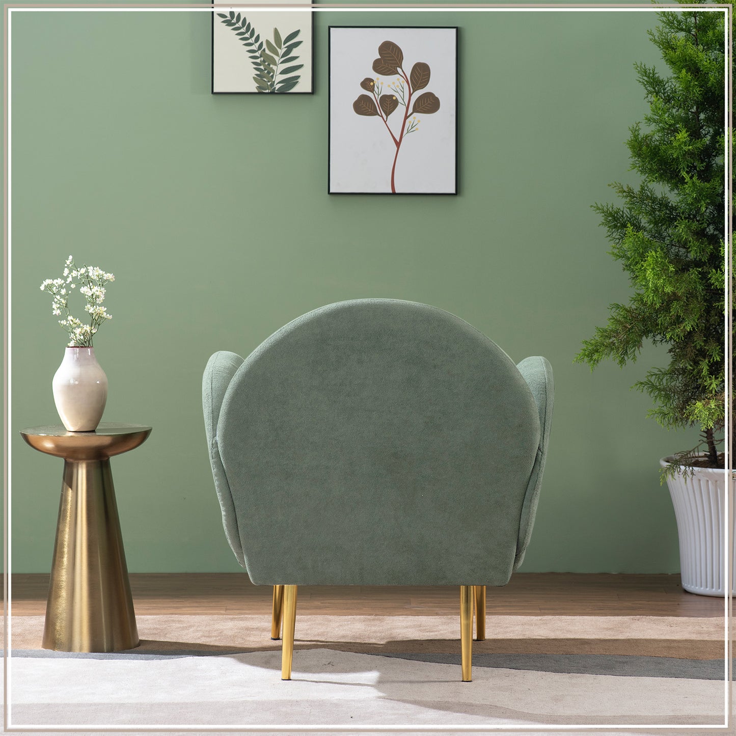 Mellow Loopback Lounge ArmChair in Green Color | Nestroots