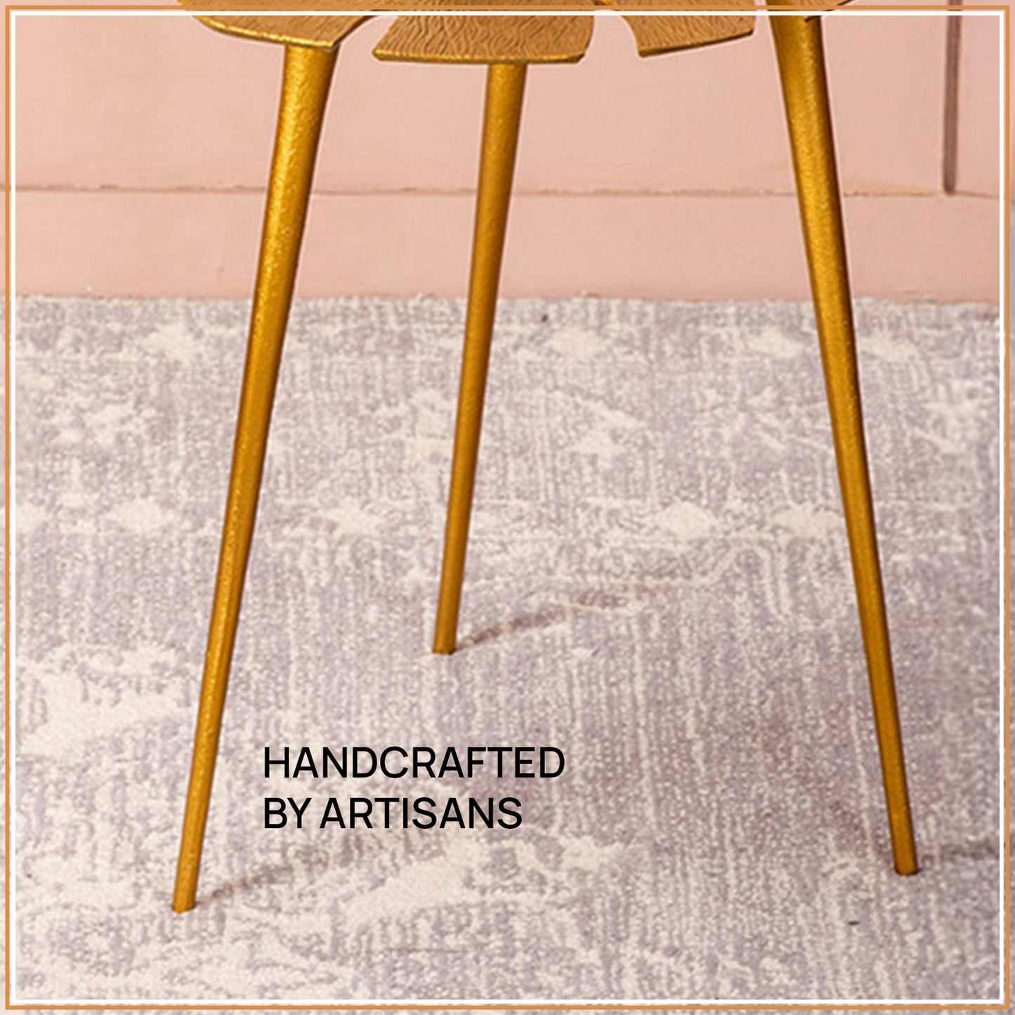 Cosmo Aluminium Leaf End Table in Gold Color