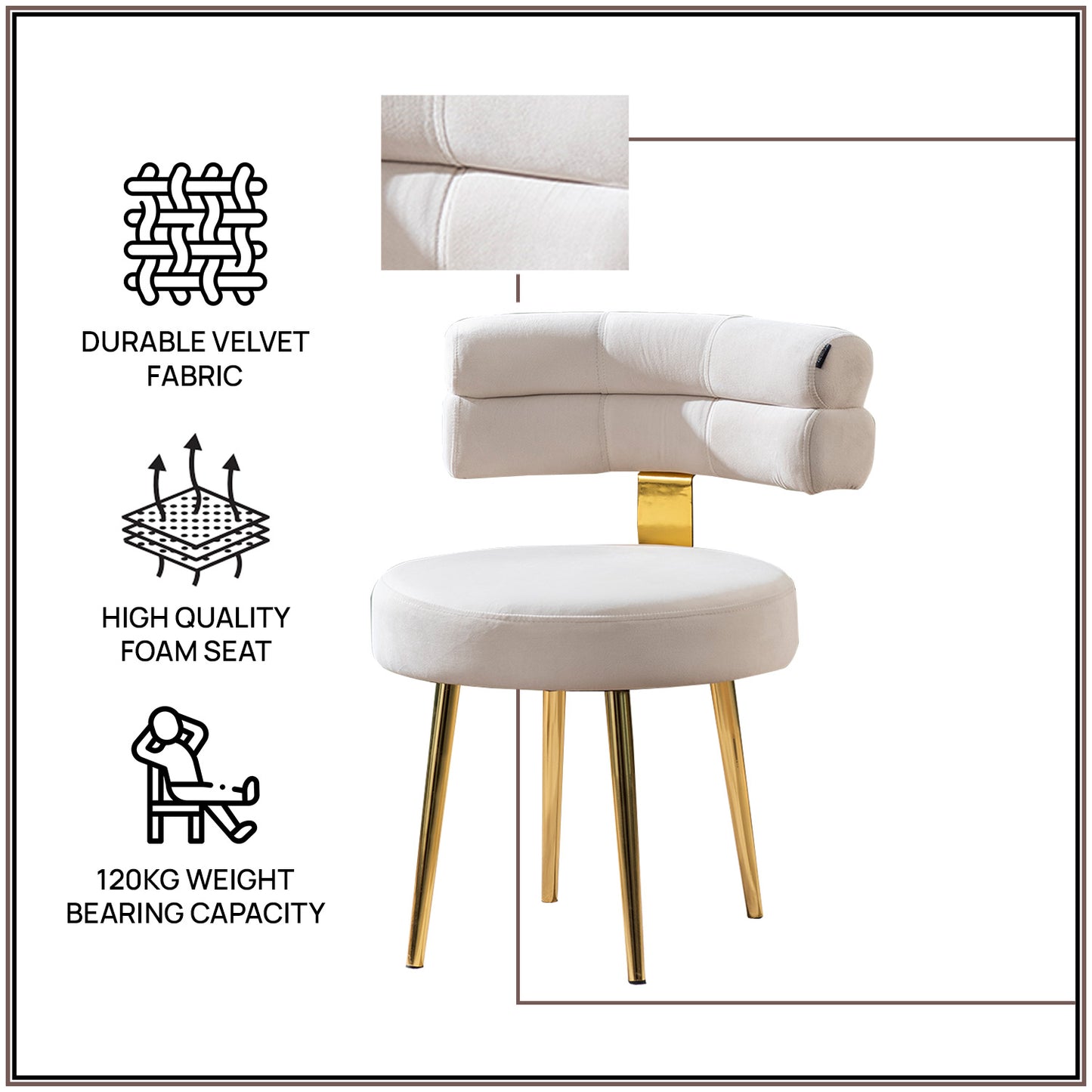 The Beige Dreamboat Velvet Lounge Chair With Gold Legs | Nestroots