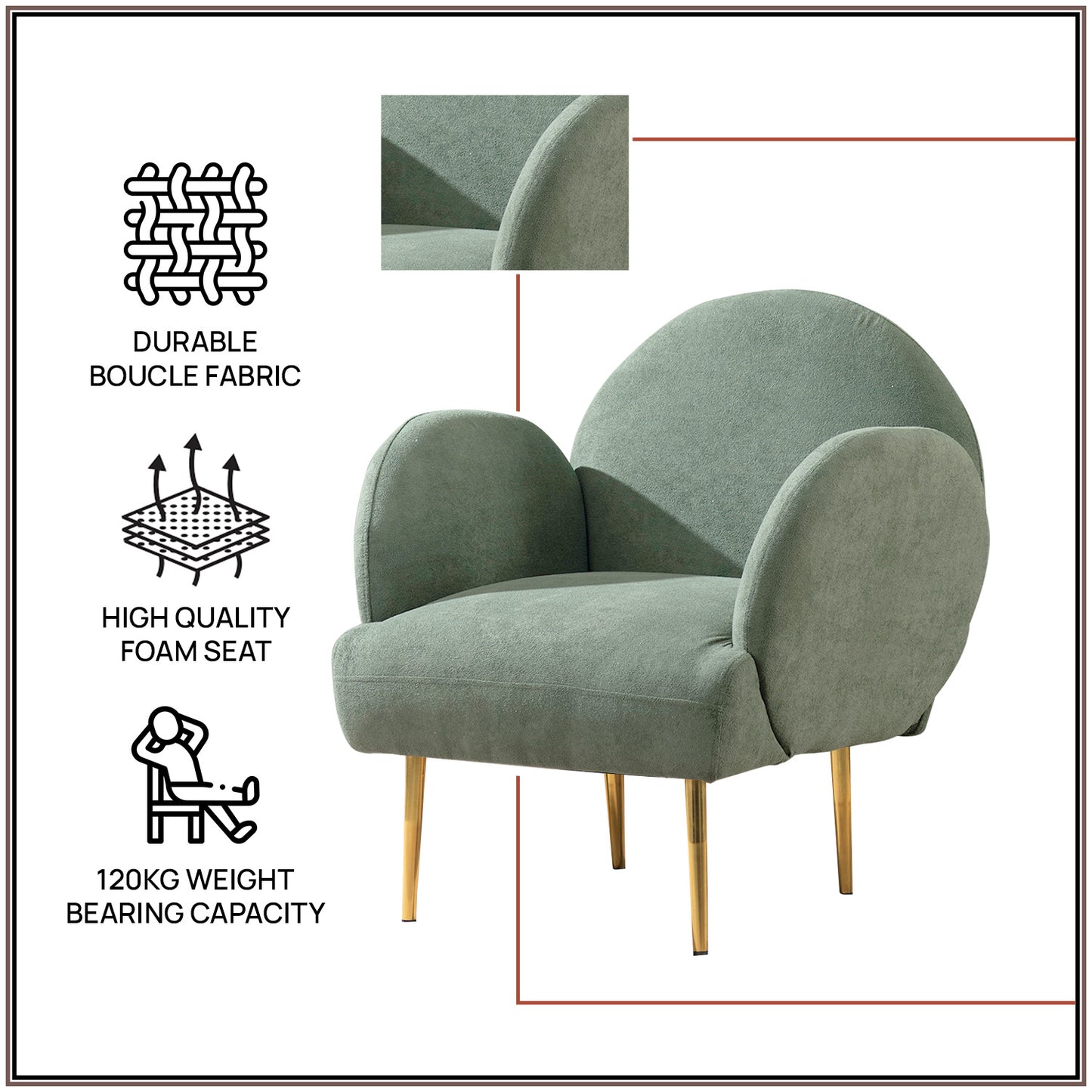 Mellow Loopback Lounge ArmChair in Green Color | Nestroots