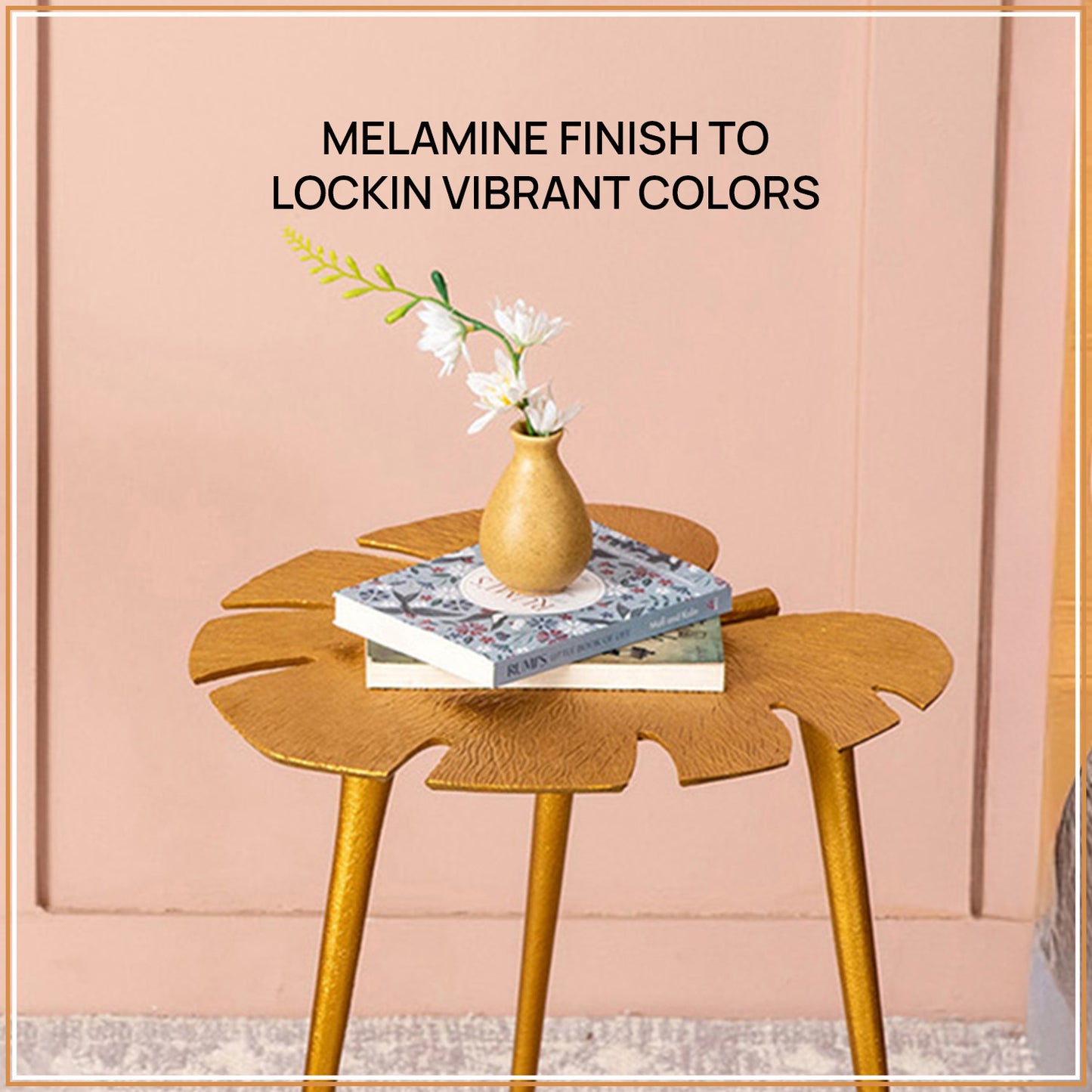 Cosmo Aluminium Leaf End Table in Gold Color