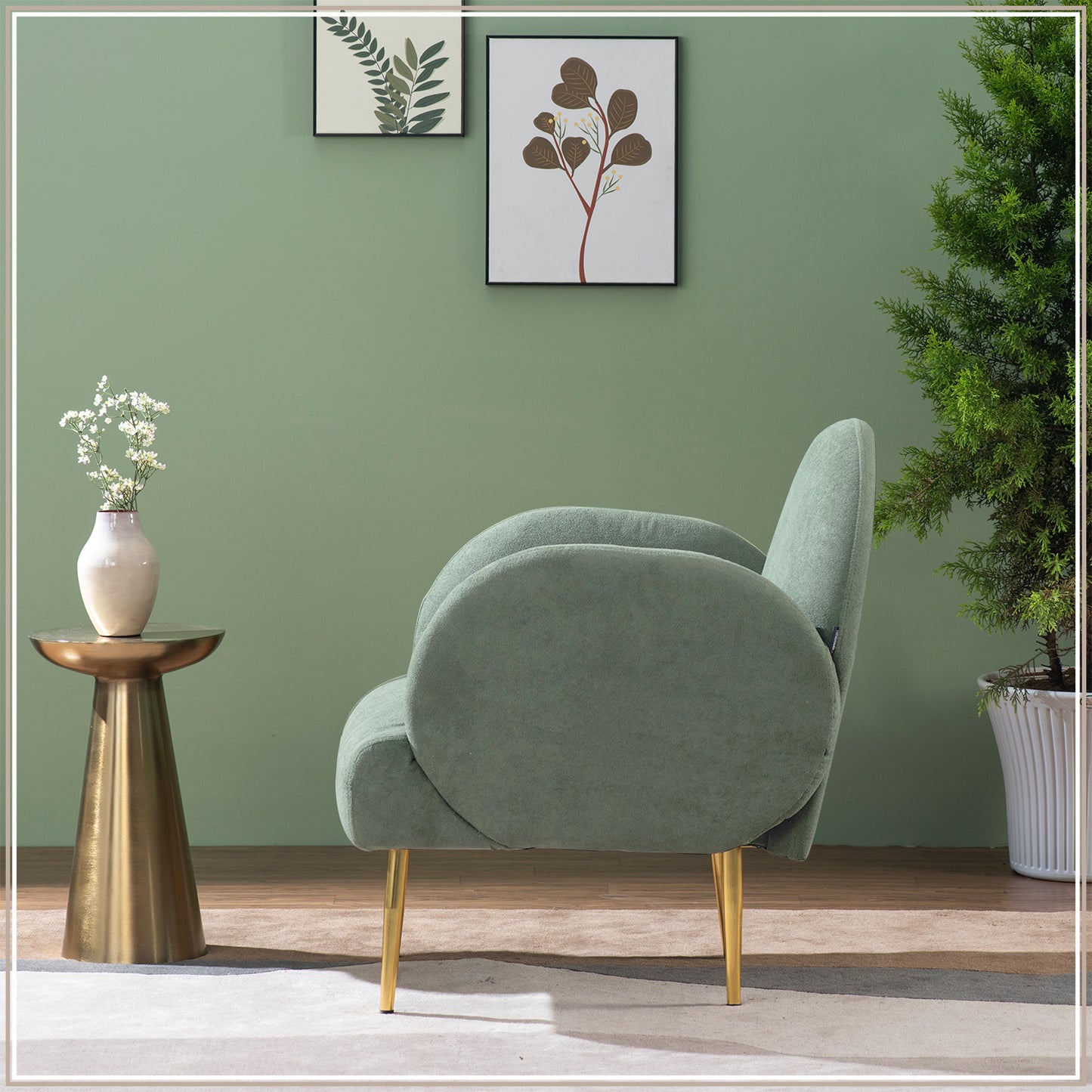 Mellow Loopback Lounge ArmChair in Green Color | Nestroots