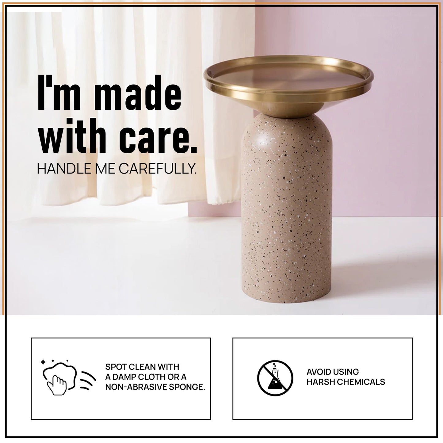 Modern Metallic Barrel Side Table for Living Room in Gold Color | Nestroots