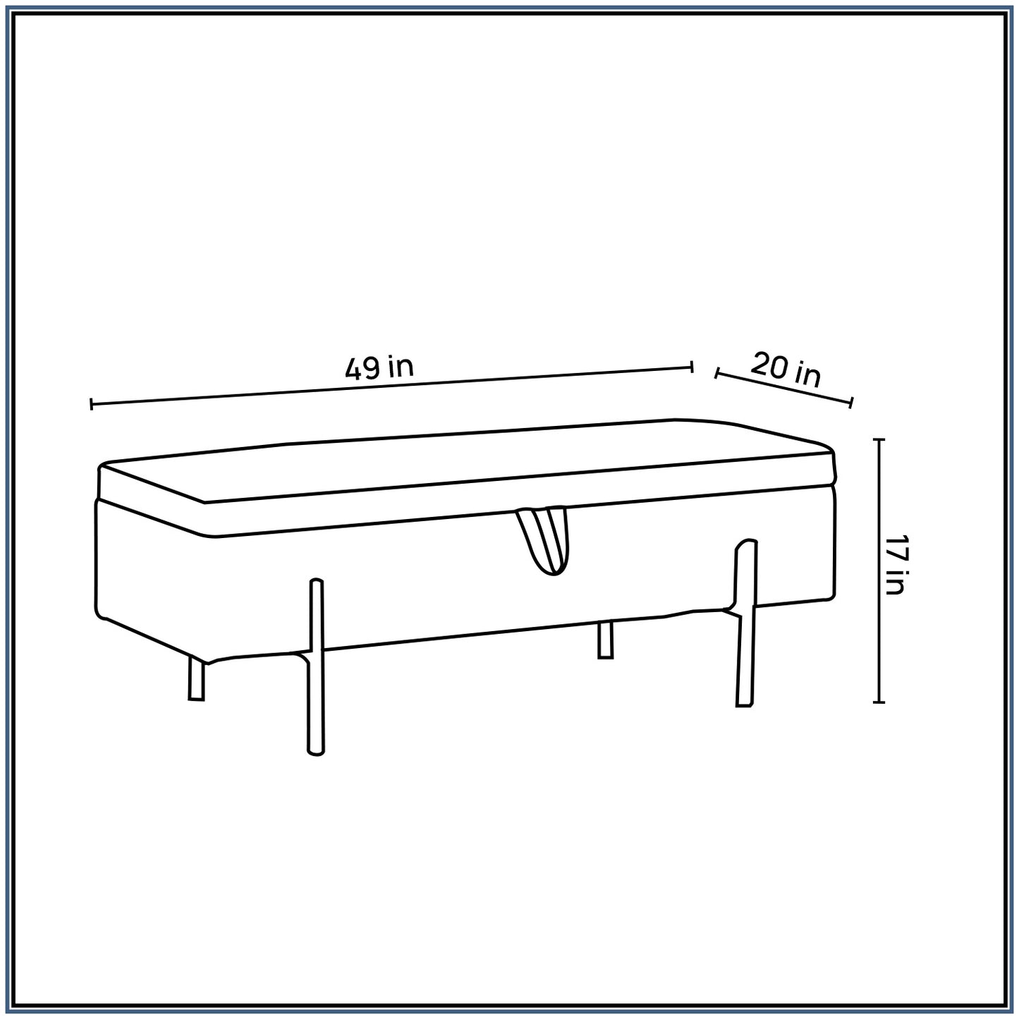 The Azure Escape Blue Ottoman Bench With Storage | Nestroots