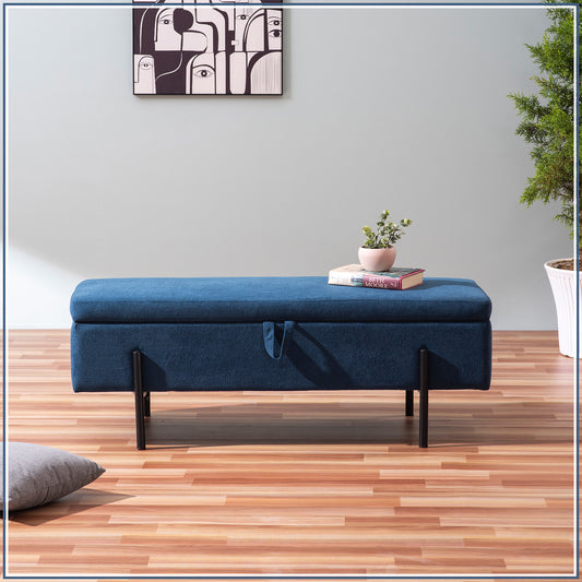 The Azure Escape Blue Ottoman Bench With Storage | Nestroots