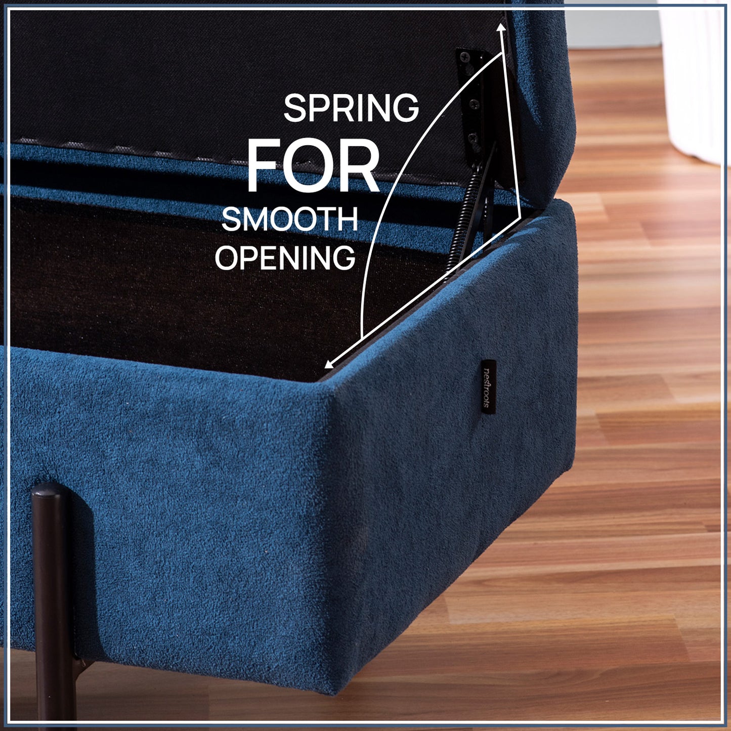 The Azure Escape Blue Ottoman Bench With Storage | Nestroots