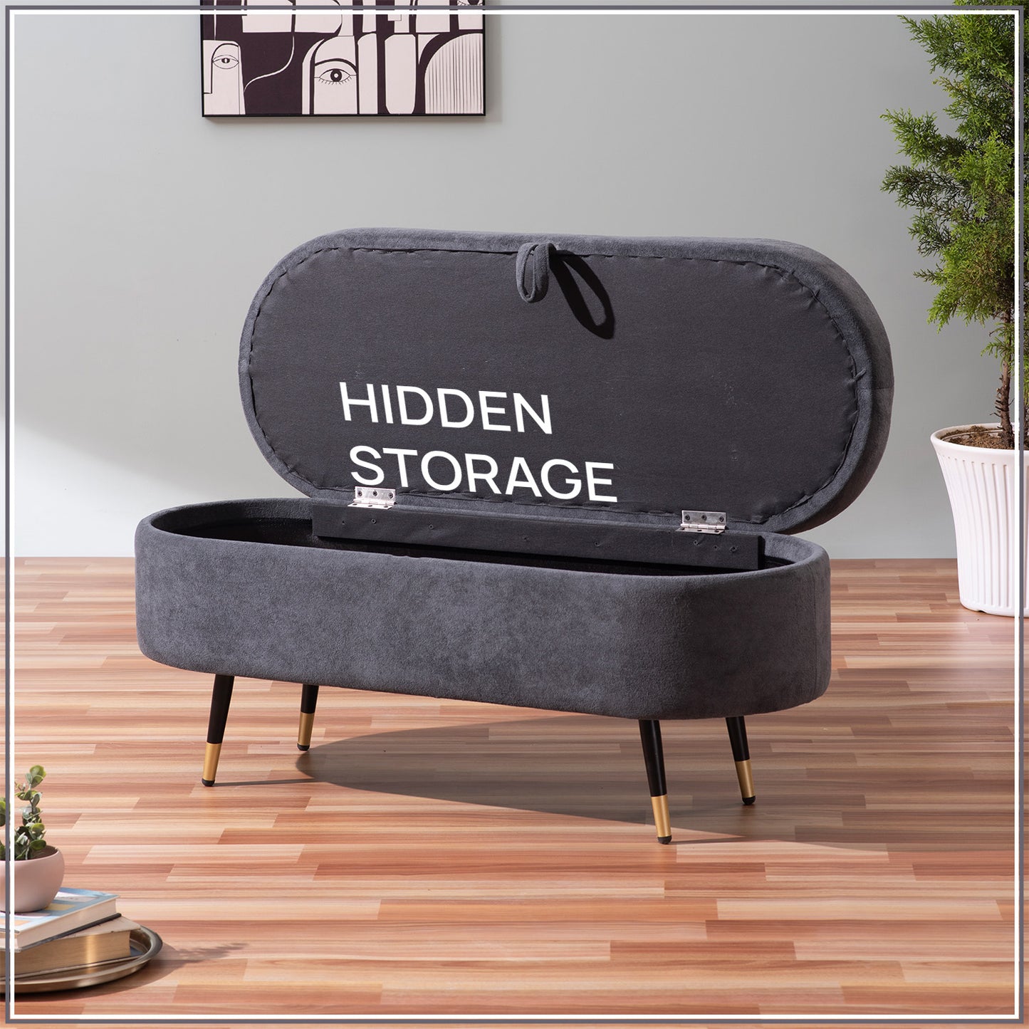 Smoky Daydream Ottoman Bench With Storage | Nestroots